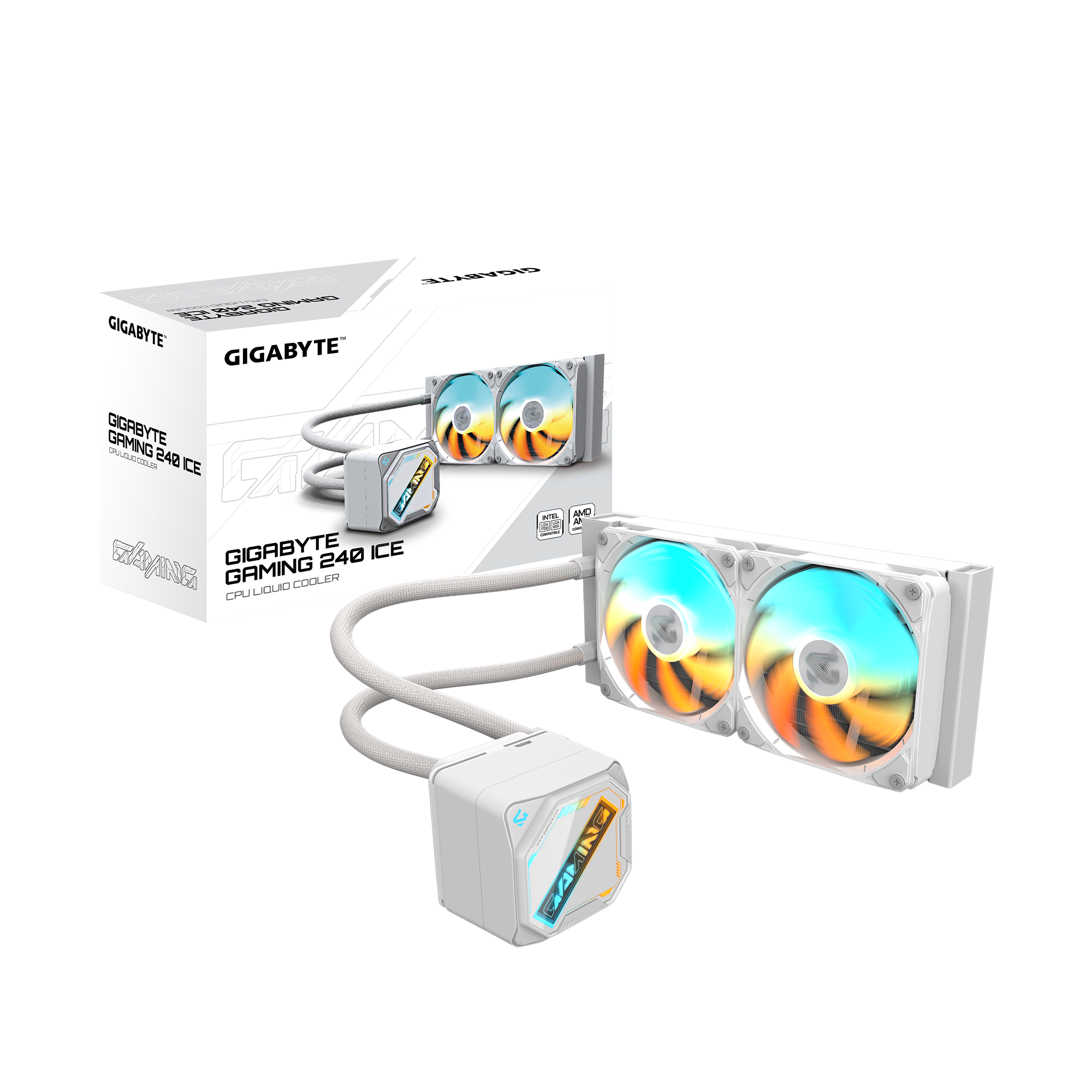 קירור נוזלי כפול Gigabyte Gaming 240 ICE 2XARGB 120MM Fan White